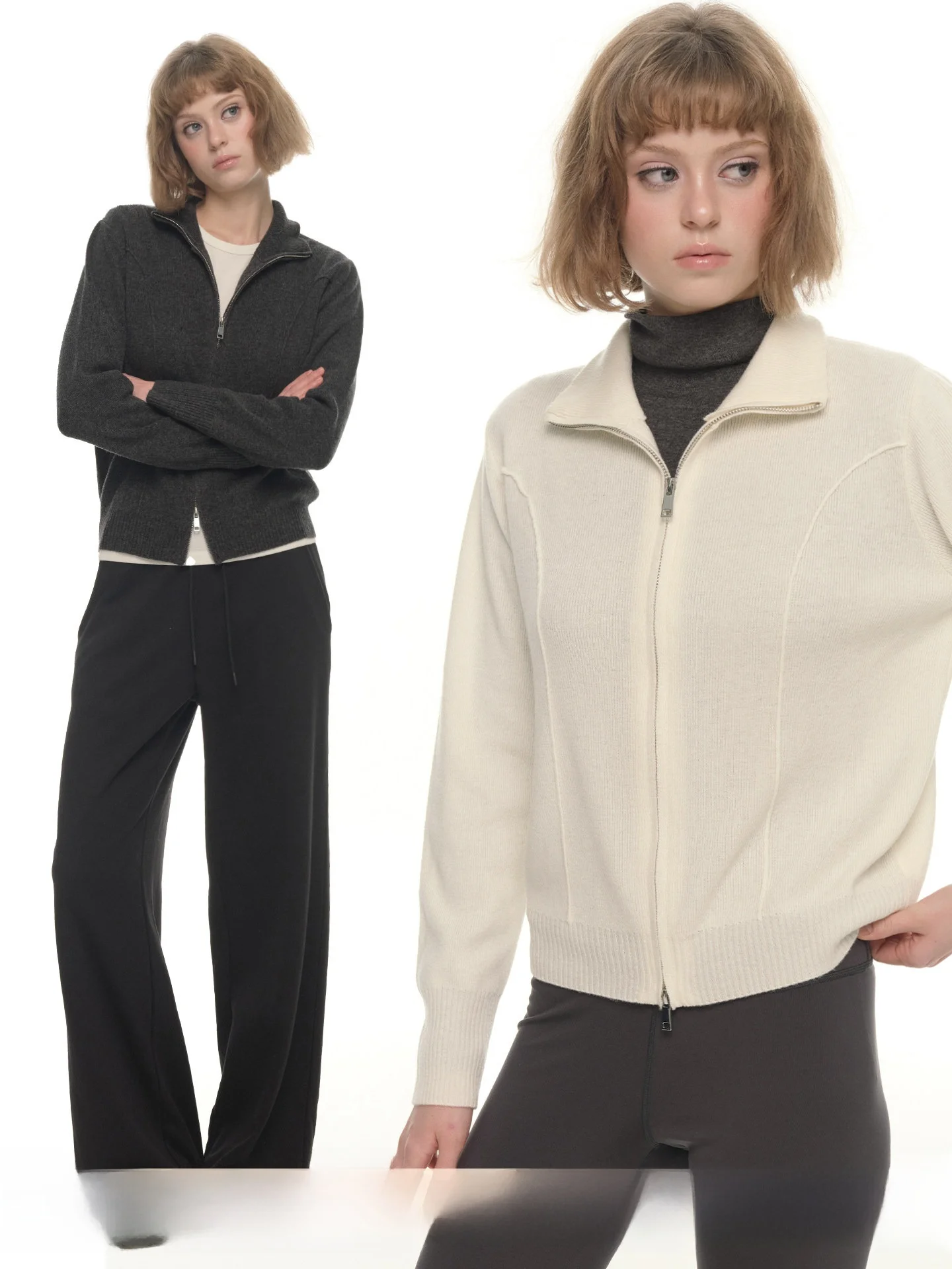 

UNRETRO Женский вязаный кардиган из чистой шерсти, приталенный, повседневный, зимний, новый, с высоким воротником, в стиле пэчворк