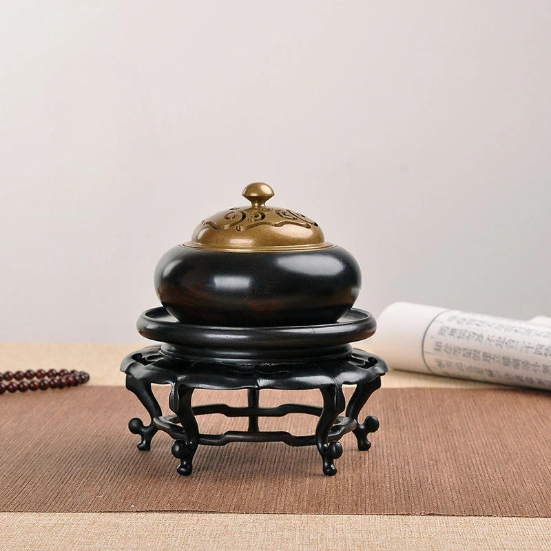 

Red Sandalwood Round Vase Bonsai Incense Burner Ornament Base Solid Wood Chinese Cologne Tray Flower Several Black Sandalwood