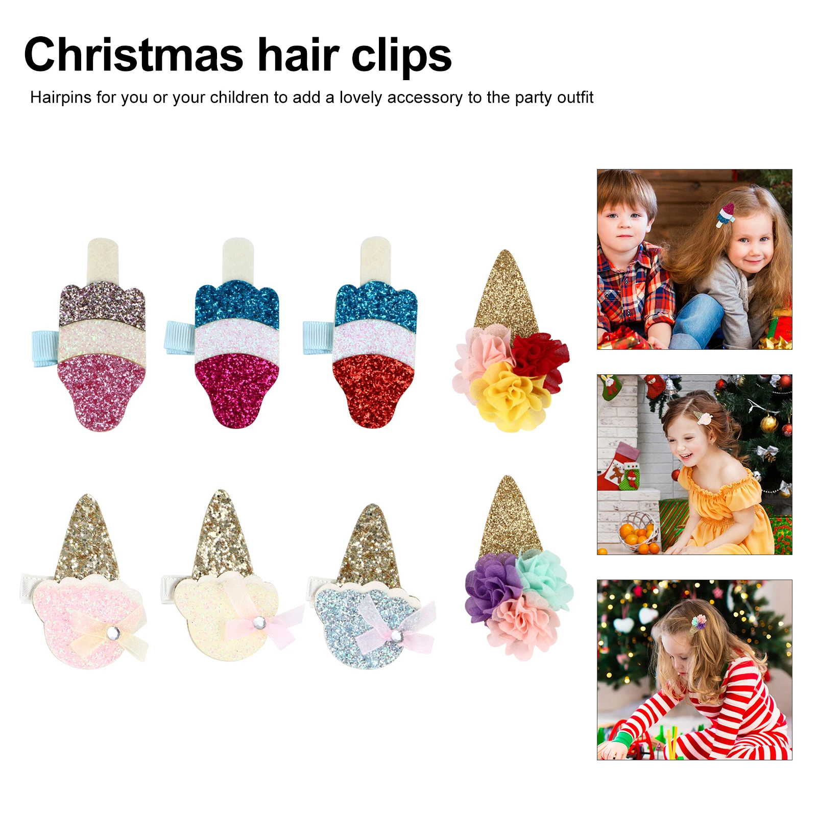 

8 Pcs Ice Cream Hairpin Barrettes Creative Clips Glitter Accessories for Sequin Hairpins