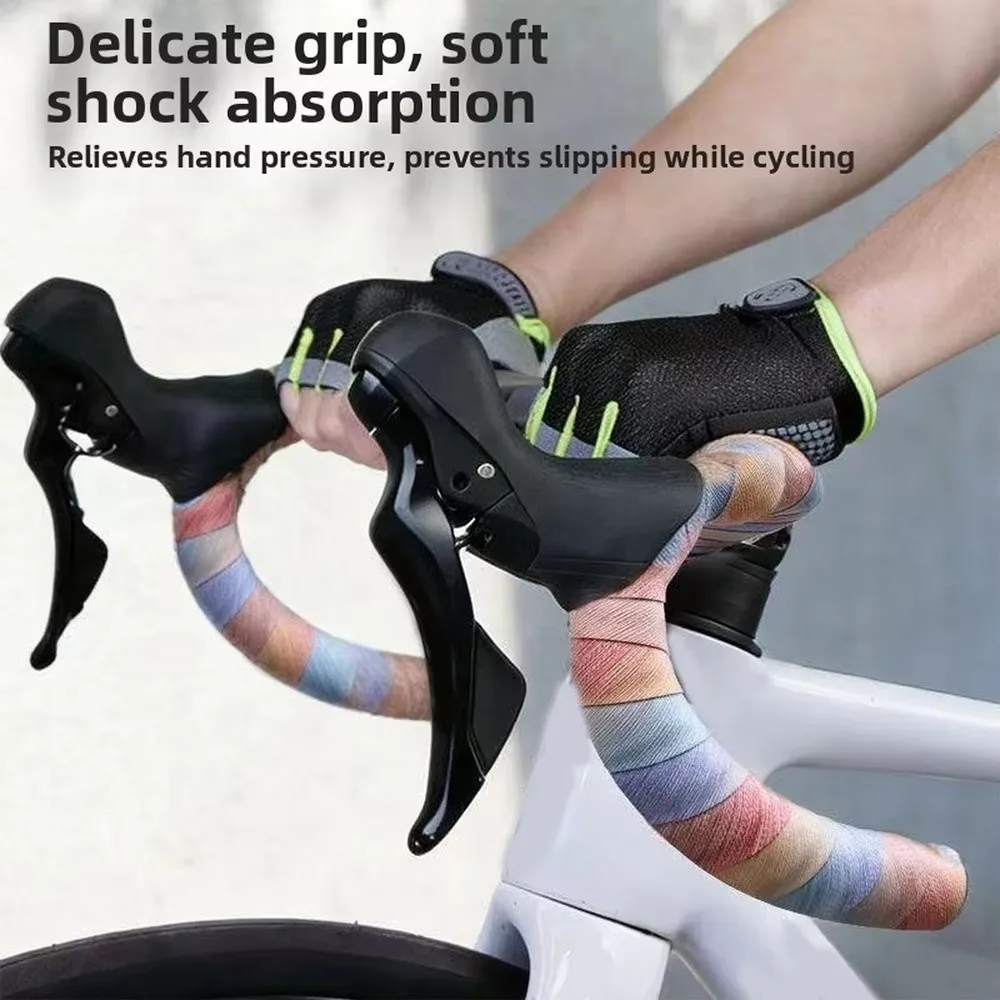 Gradient Color Road Bike Handlebar Tape Non-Slip Grip Wear Resistant Bicycle Handlebar Tape Shockproof Anti-Vibration