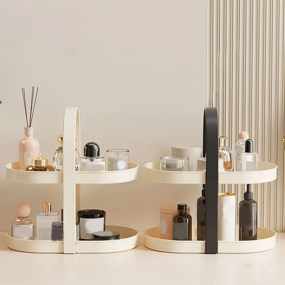 

Large Capacity 2 layers Handheld Storage Rack Removable Plastic Display Stand Waterproof Cosmetics Storage Tray Bathroom