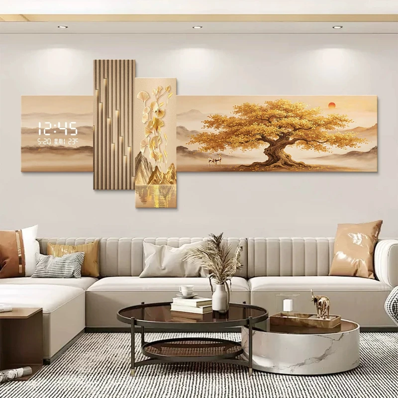 Money Tree LED Decorative Paintings Electronic Wall Clocks Plant Hanging Paintings Clock Wall Lamp Painting Home Decor Watch - view 4