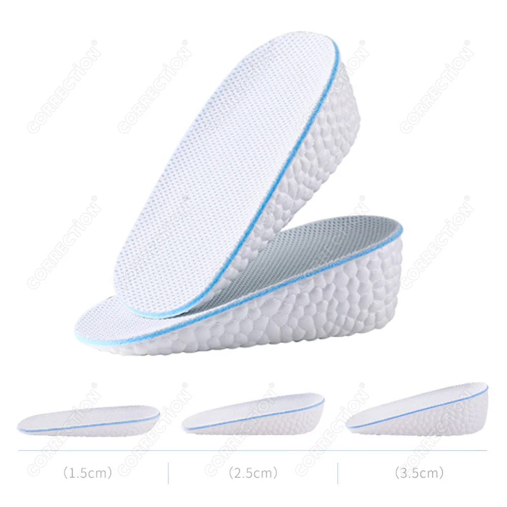 Memory Foam Height Increase Insoles 1.5/2.5/3.5 Cm Lightweight Soft Elastic Lift Men Women Shoes Flat Feet Orthopedic Pads