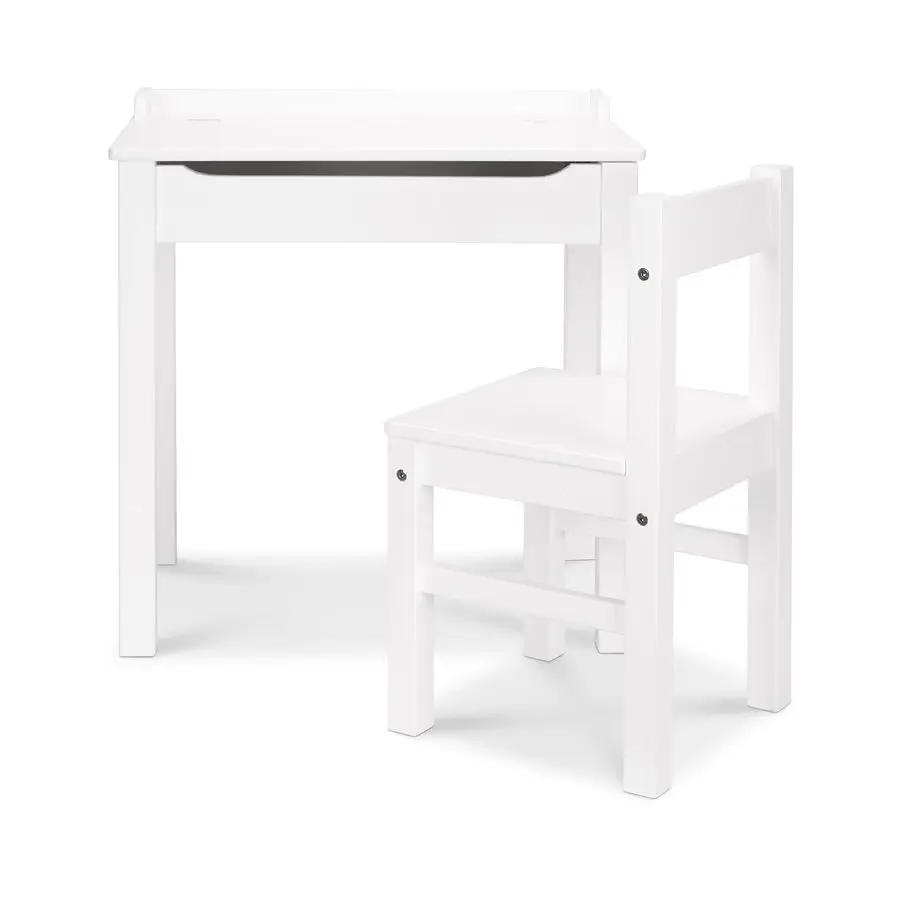 Chaise d'ampli de bureau relevable en bois pour enfants, ensemble de bureau et de chaises de jeu blanches pour tout-petits et enfants âgés de 3 ans