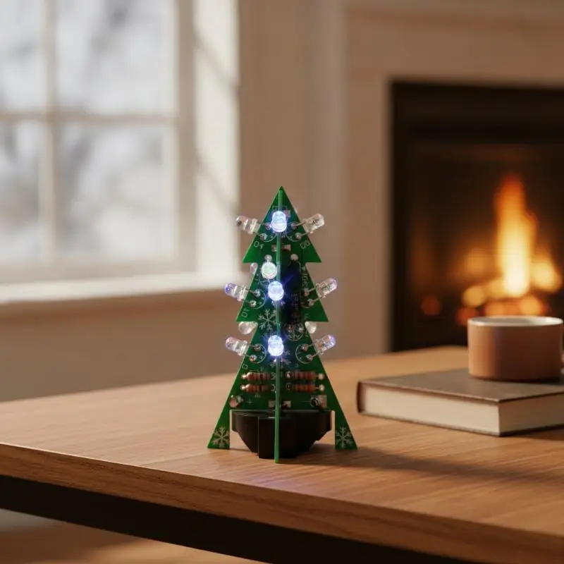 1 Set DIY Christmas Tree Soldering Kit 12 Blinking LED CR2032 PCB STEM Project for Electronic Engineering Learners