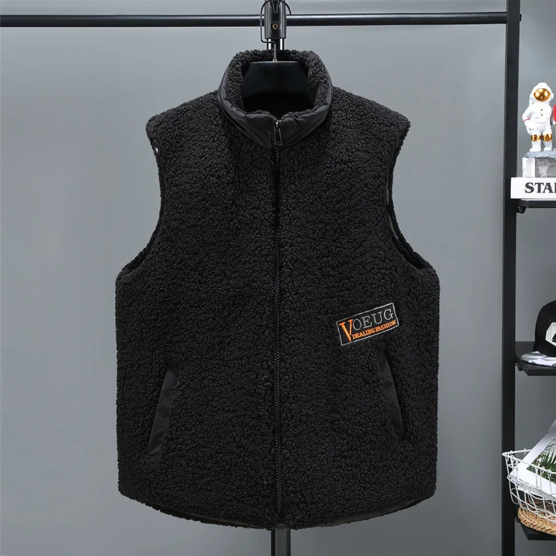 Imitation Lamb Wool Cotton Vest Man Wear 2022 Autumn Winter Waistcoat Men's Sleeveless Cotton Jacket Vest Man Large Size 4-10XL