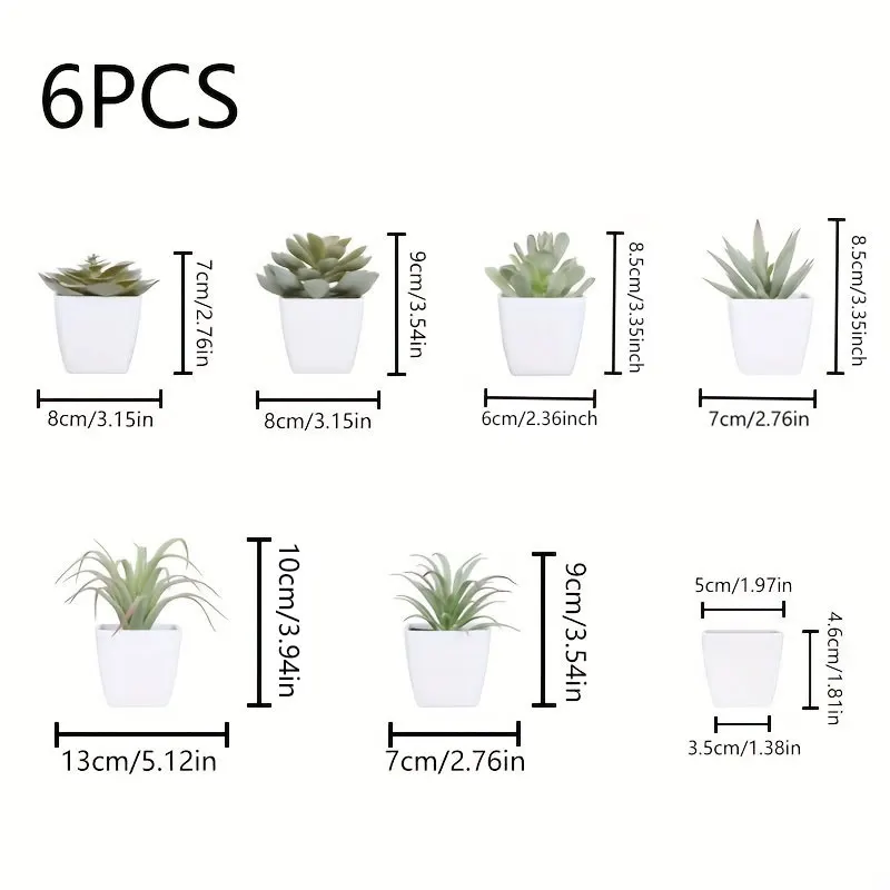 6PCS (1SET) Artificial Plant Evergreen Bonsai, Decorated In Living Homes, Bedroom, Dining Room, Office Desk, Windowsill