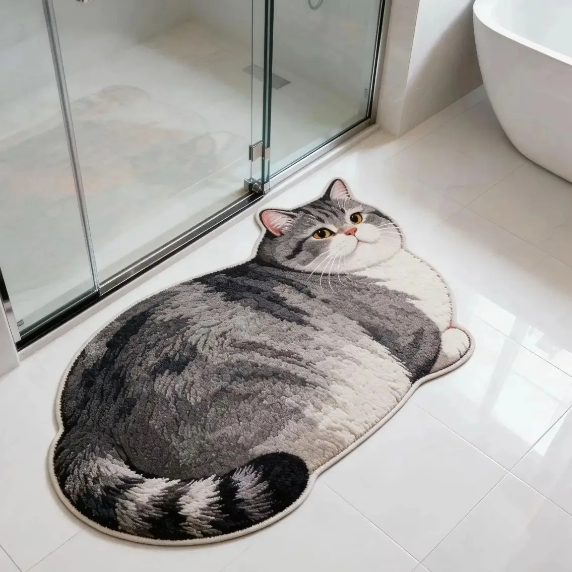 Vikama Cute 3d Cat Rug Washable Anti-slip Bathroom Floor Mat For Children's Bedroom Side Rug For Home Decoration JJ2572
