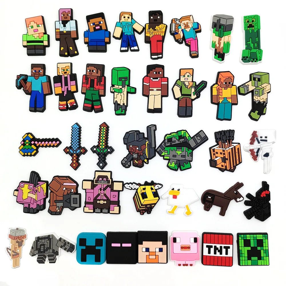 18-50pcs Hot Toys World Shoe Charms Game Summer for Shoe Accessories for Classic Clog Shoe Decoration Fit Wristband Kids Gifts