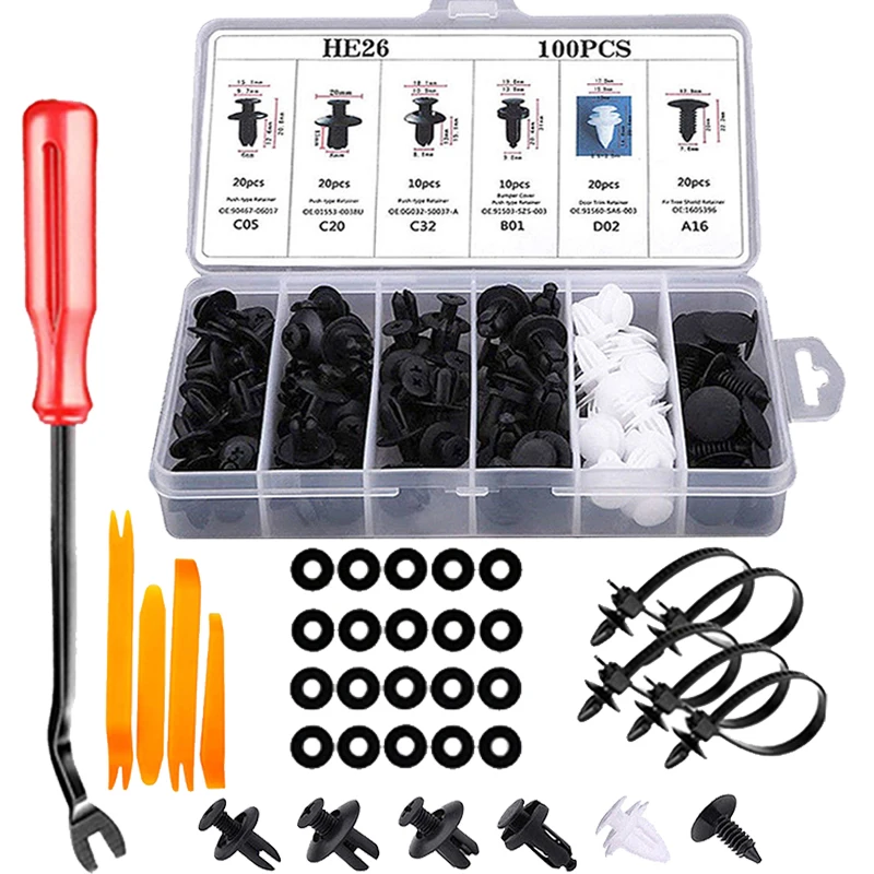 Auto Kunststoff Retainer Clips Automobil Kotflügel Push Pin Niet Tür Trim Panel Retainer Automobil Stoßstange Gemischte Größe Befestigungen Werkzeug