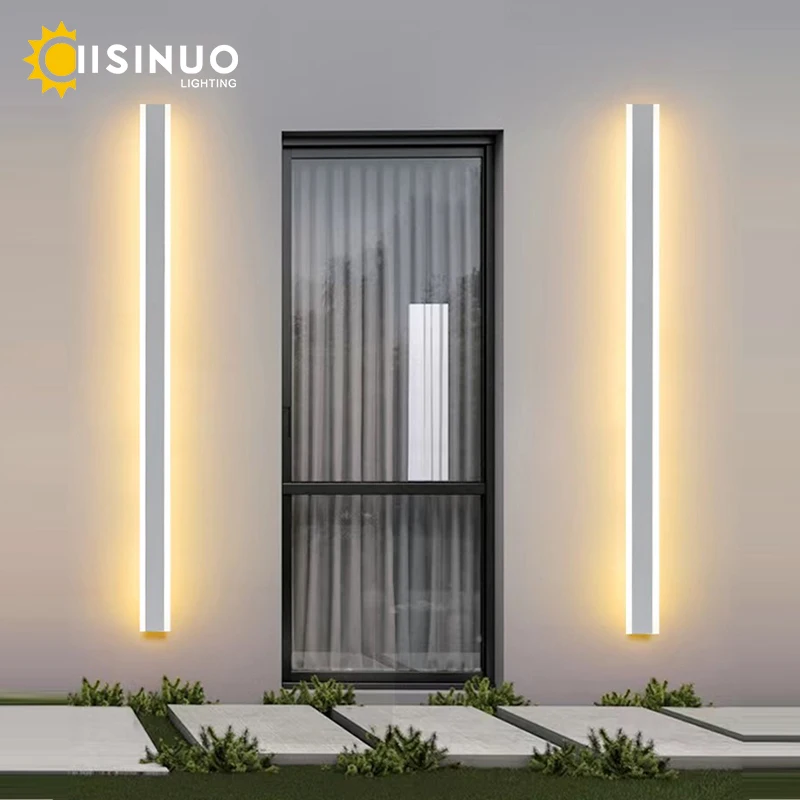 Outdoor Long Wall Lantern Waterproof Garden Light LED Lighting Fixtures for Villa Porch Garage Decora Sconce 110V 220V Luminaire