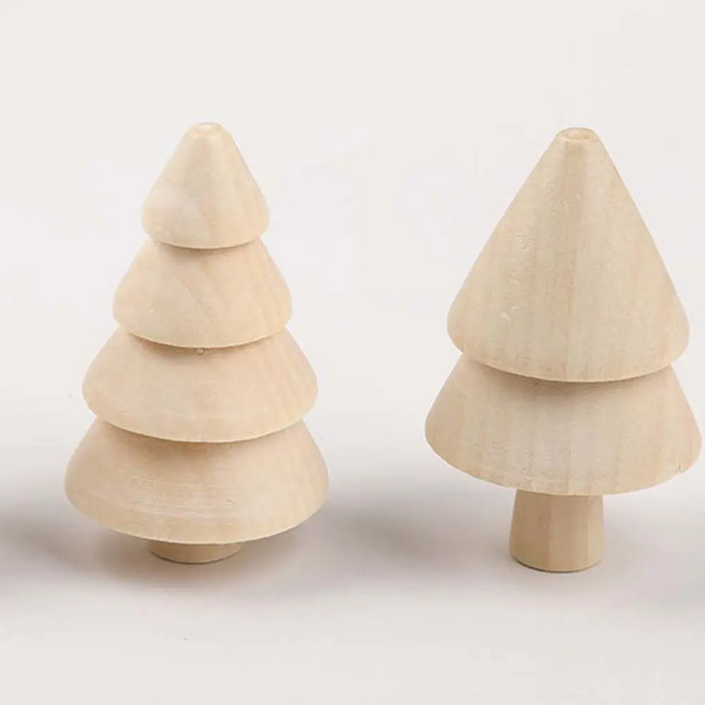 Tree Toy Unfinished Wooden Tree Painted Crafts DIY Blank Acorn Blank Painting Toy Miniature Christmas Tree Decoration Christmas