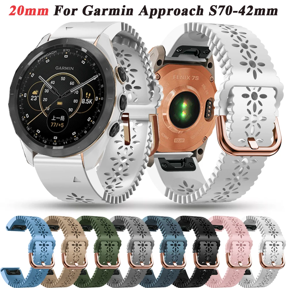 20mm smartband z zegarkiem dla Garmin Fenix 7S 6S Pro 5S Plus Epix podejście S70-42mm pasek szybkofit bransoletka z różowego złota klamra Correa