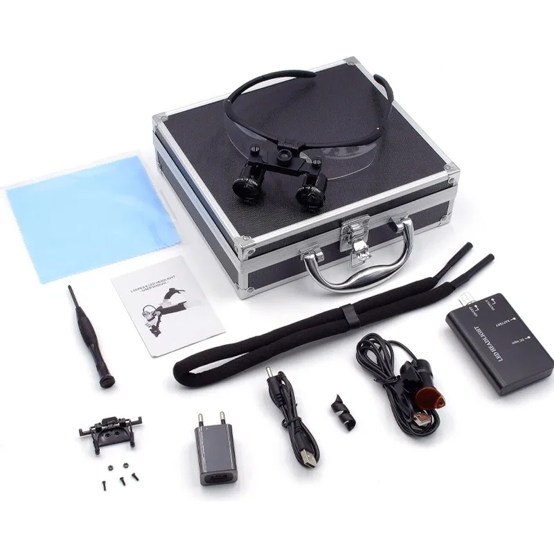 Adjustable Working Distance 350‑600mm 2.5X/3.5X Dental Loupe With LED Headlamp