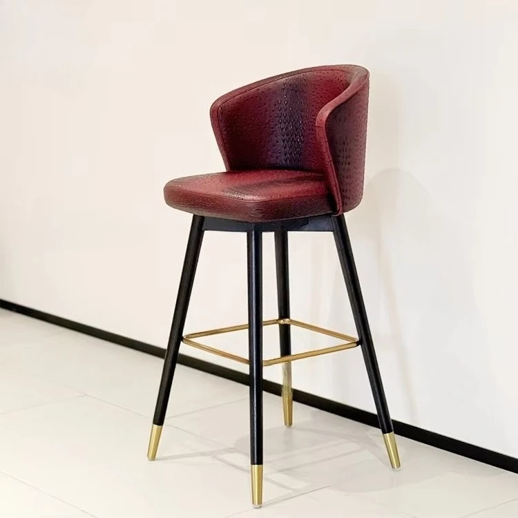 

Modern Leather Padded Wooden Bar Stool Chairs Nordic Kitchen Counter