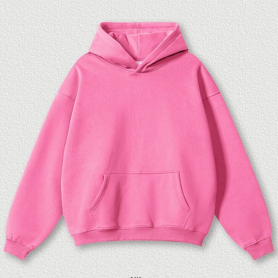 Custom LOGO Men\'s 2024 Autumn and Winter 24 colors Youth 345G Cotton Polyester Fleece Hooded Loose Sports Suit Casual Neutral