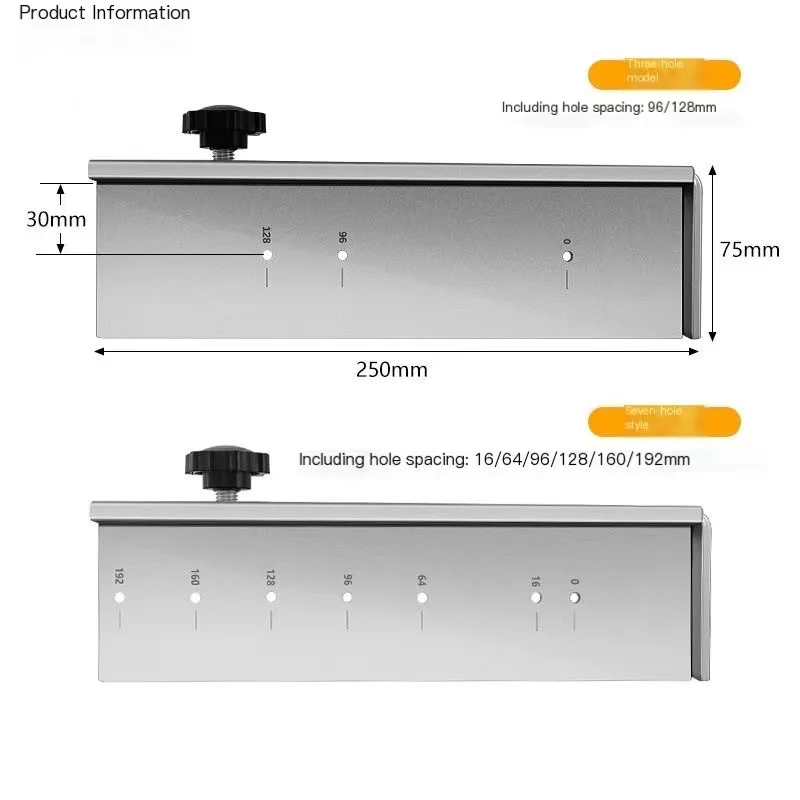 

2023 Aluminum alloy Cabinet Hardware Jig Adjustable Punch Locator Tool Drill Wood Drilling for Installation 96MM 64MM 128MM