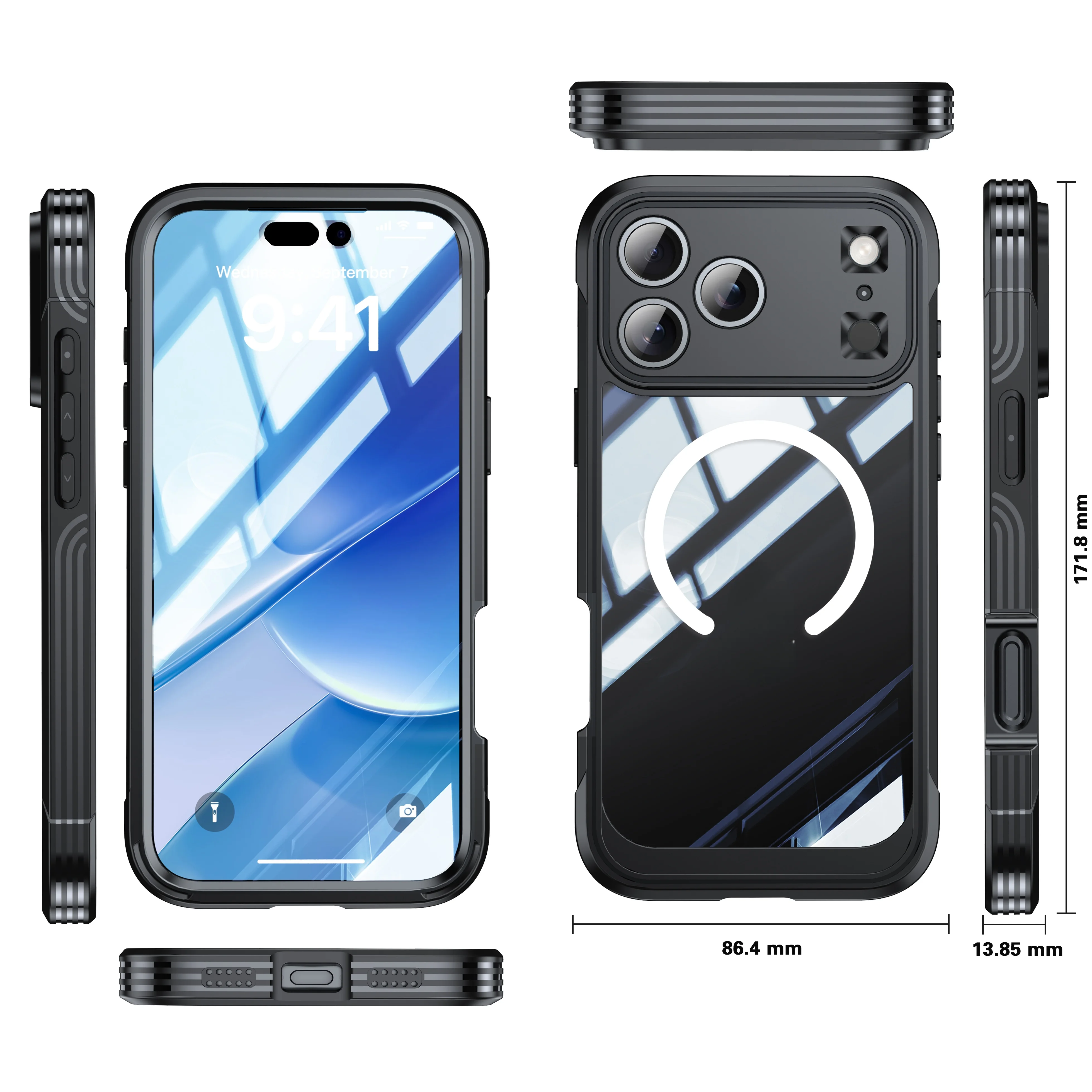 Brandneue farbige magnetische stoßfeste und staubdichte transparente Handyhülle - kompatibel mit iPhone 17/17 Air/17 Pro/17 Pro Max – Detail 5