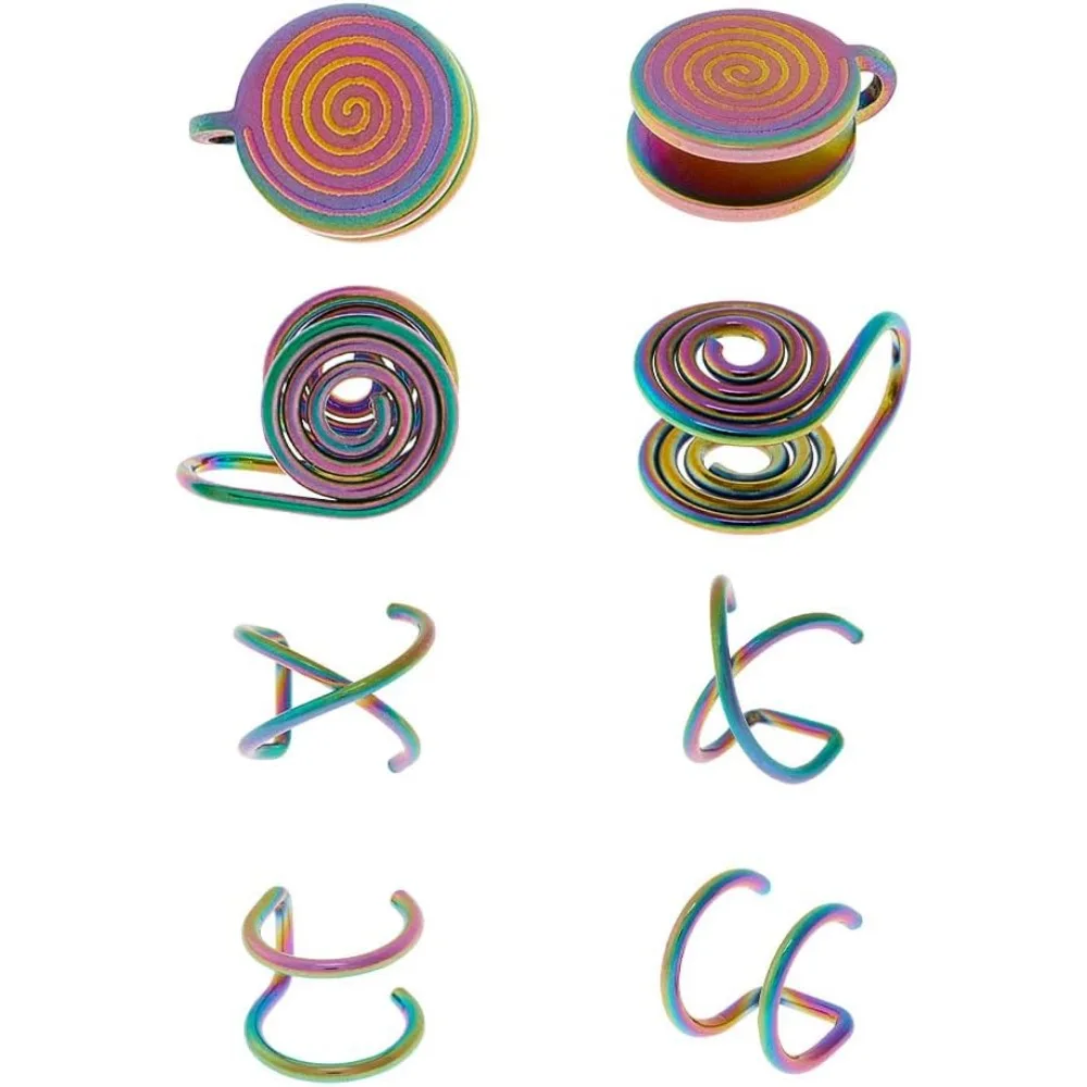 Pressure Earrings for Keloids Stainless Steel Non-Pierced Earrings Cuff Earrings Spiral Compression Earrings Adjustable Clip