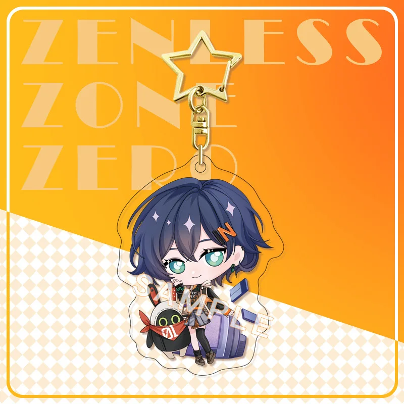 Anime Zenless Zone Zero Nekomiya Mana Anby Demara Billy the Kid Von Lycaon Q Version Acrylic Keychain Cosplay Pendant