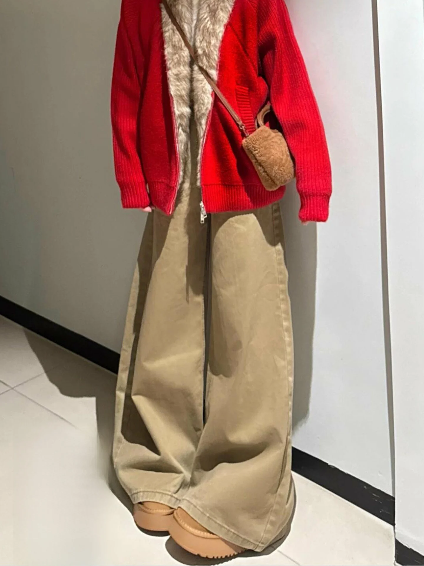 

Slimming High Waist Wide Leg Jeans American Style Spring New Arrival Khaki Thin Lazy Wind Women's Jeans Straight Cut Trousers