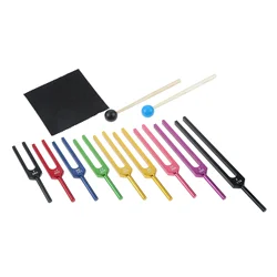 9pcs/1set Solfeggio Tuning Forks Silicone Hammer Bag Kit 174/285/396/417/528/639/741/852 /963 Hz Colorful Musical Instruments