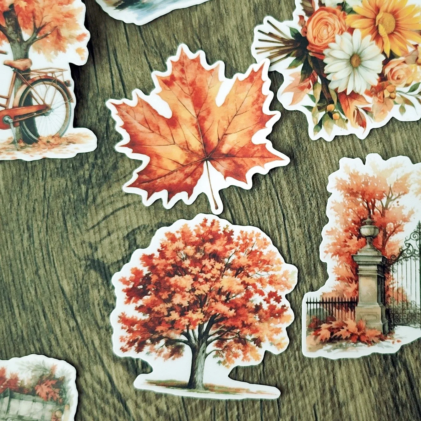 1 set  Autumn scenery Stickers Decorative Labels Scrapbooking Collage Material Journal Supplies  journaling stationery supplies