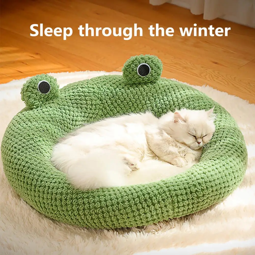 

Secure Cozy Pet Kennel Cartoon Frog Pet Nest Ultra-soft Plush Frog-shaped Pet Bed Cozy Kennel for Cats Dogs Cute Cartoon for Pet