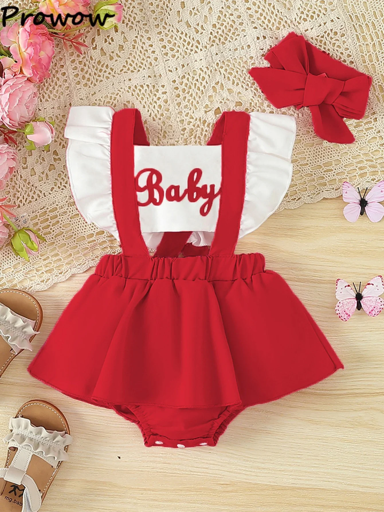 Prowow Baby Girl Clothes Summer Letter Printed Patchwork Backless Bodysuit Dress For Infant Newborn Baby Girls Rompers Dress
