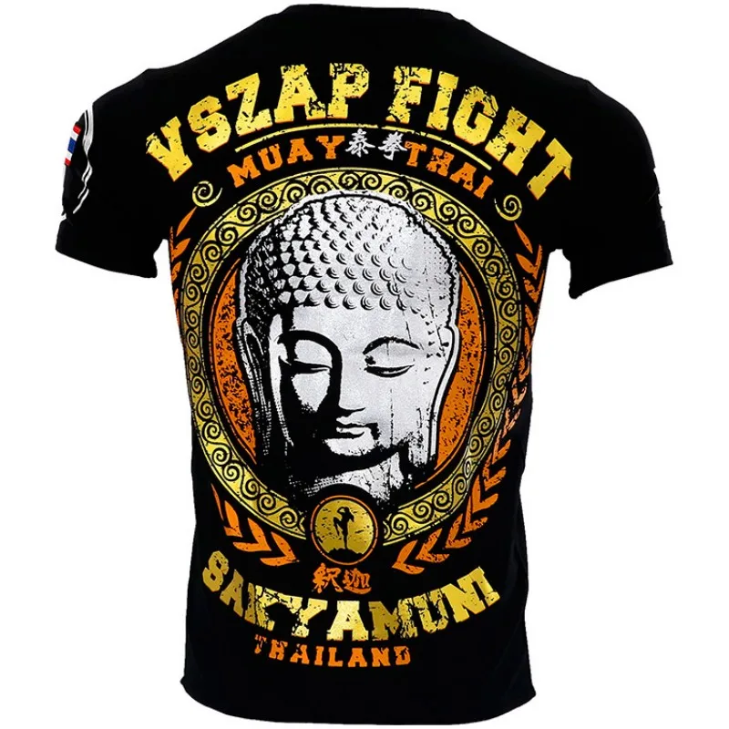 VSZAP Boxing Jerseys Fight MMA T-Shirt Gym Tee Shirt Boxing Fitness sport Muay Thai Cotton Breathable Comfortable T Shirt Men