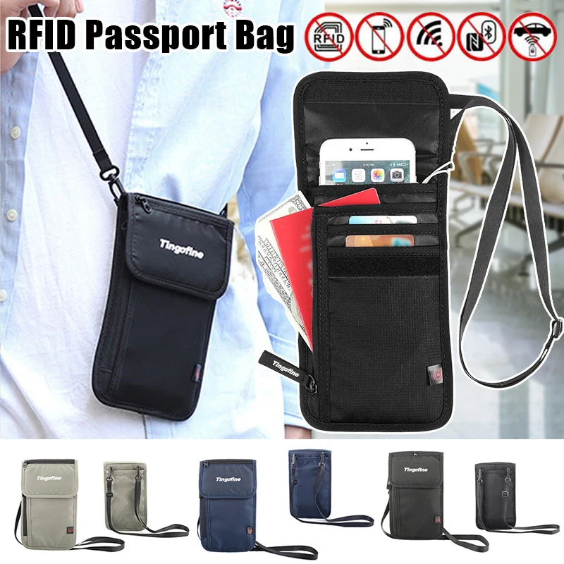 

2024 New Traveling Passport Package Multi-Function Document Package Waterproof Passport Clip RfID ID Bag Abroad Hanging Neck Bag