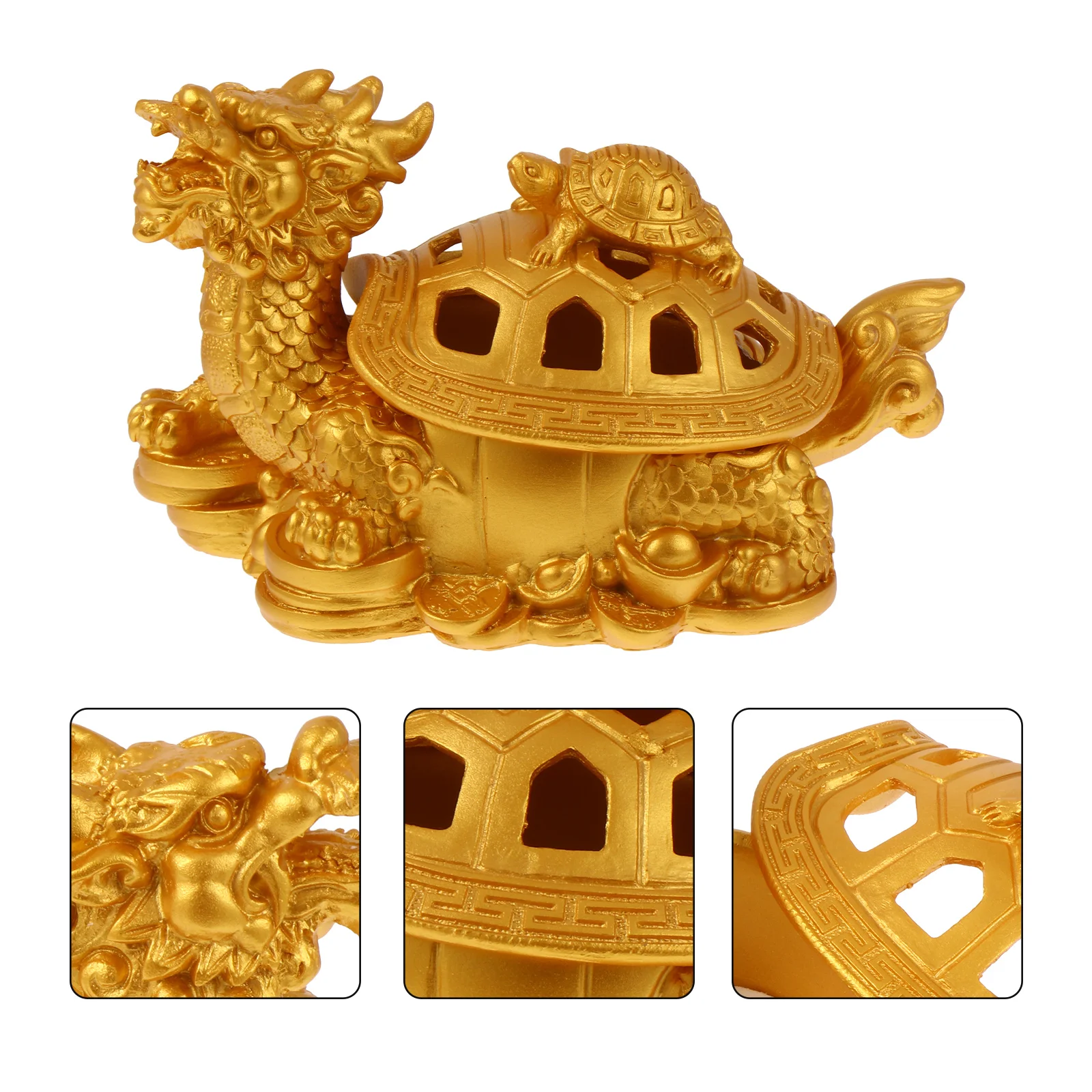 

Resin Dragon Tortoise Incense Burner Lid Included Decorative Burner for Study Space Stress Relief Sleep Quality