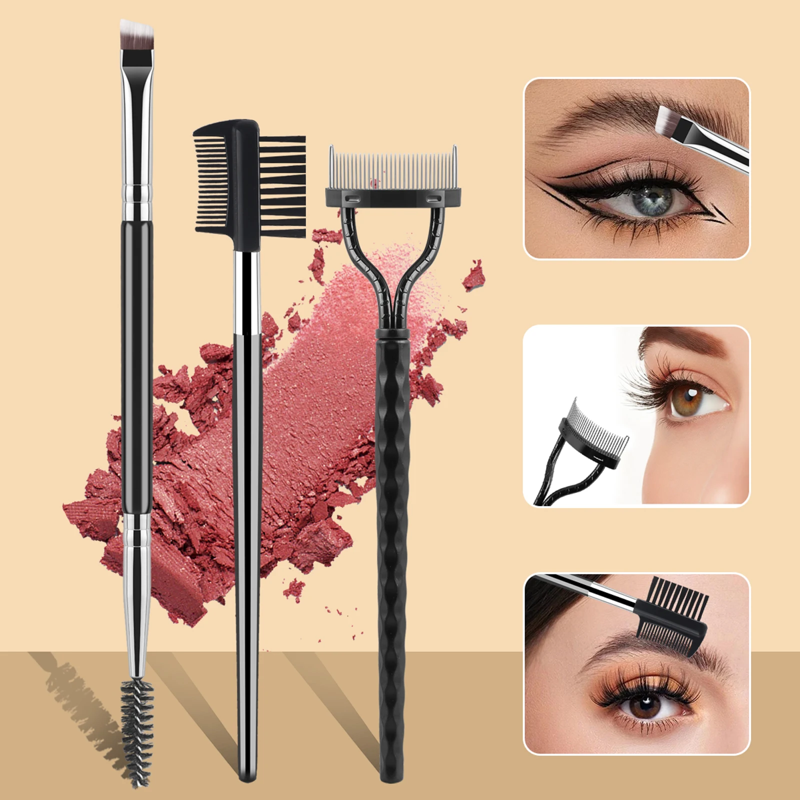 3 Stuks Veilige Wenkbrauw Trimmer Rvs Wenkbrauw Met Kam Haar Wenkbrauwen Make-Up Tool Wenkbrauw Wimper Kam Wenkbrauw Separator