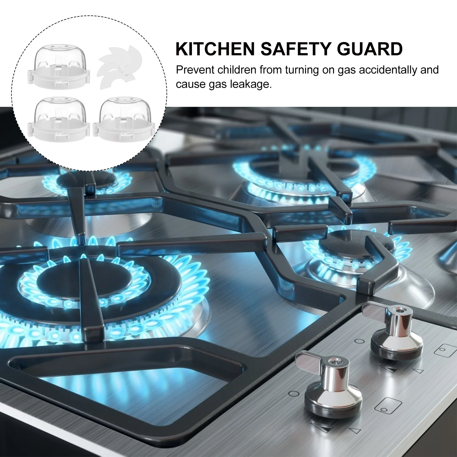 

3Pcs Gas Stove Safety Knob Cover Child Proof Lock High Temperature Resistant Kitchen Protective Guard Stove Knob Cover