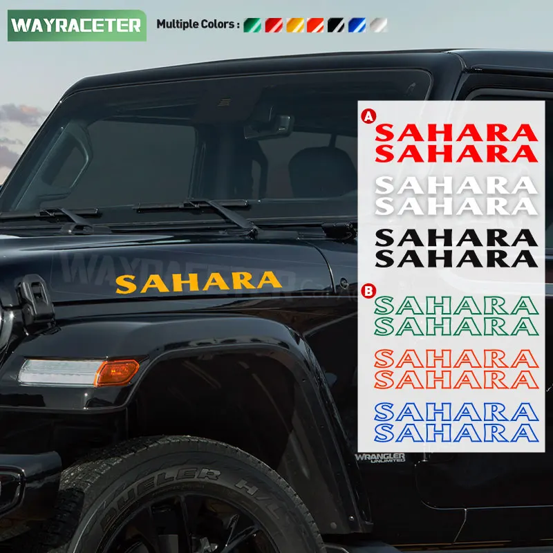 2 Pcs/Set Edition Sahara Car Hood Bonnet Side Sticker For Jeep Wrangler JK JL Unlimited Sport Renegade Gladiator JT 2025 2026