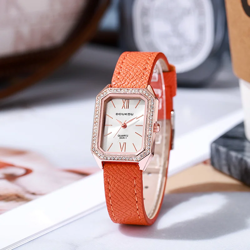 Luxo incrustado strass dial relógios de quartzo moda pulseira de couro relógio de pulso dropshipping presentes senhoras relógio relogio feminino
