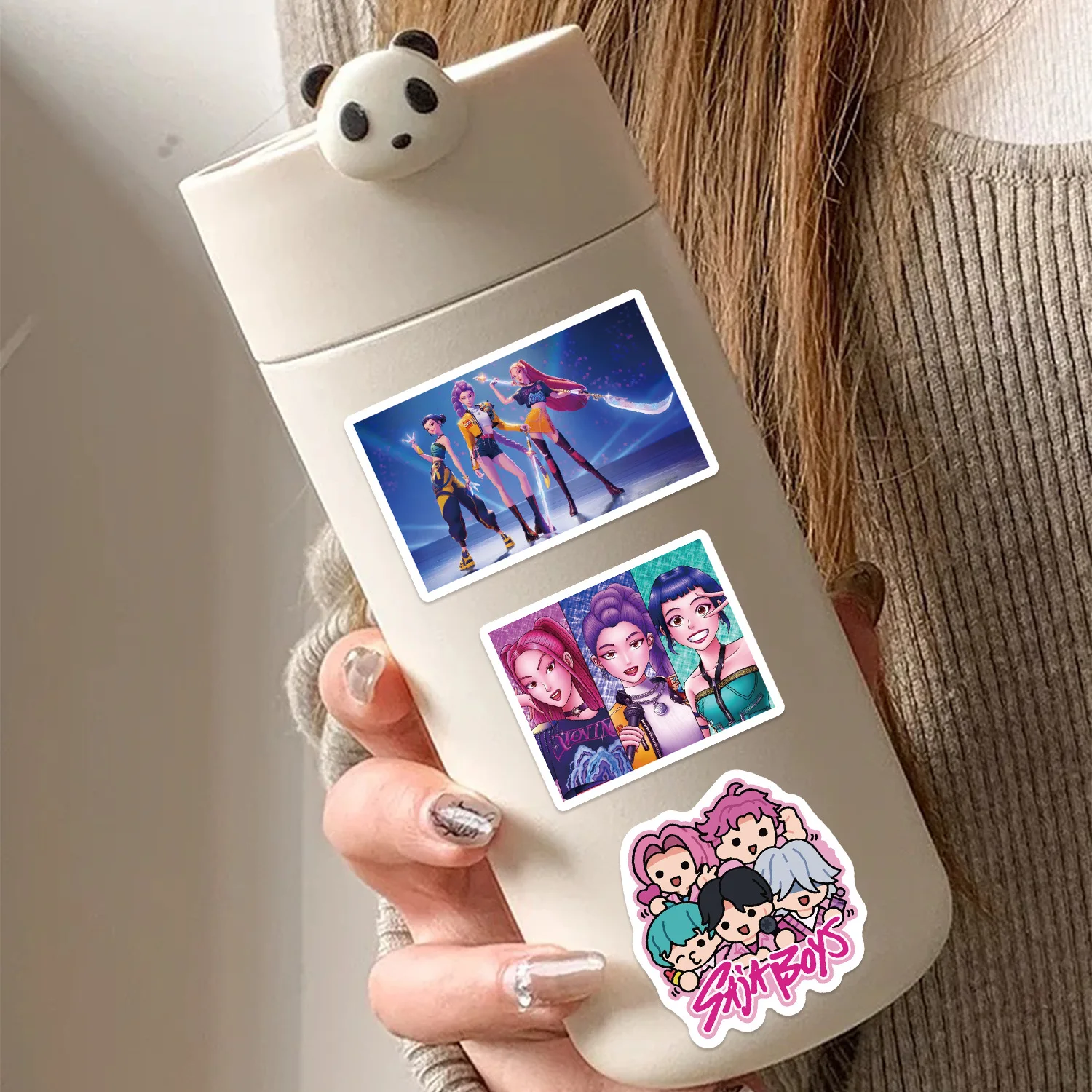 50 Uds DIY Kpop Demon Hunters pegatinas Kawaii dibujos animados estéticos calcomanía decoración portátil motocicleta equipaje coche pegatina