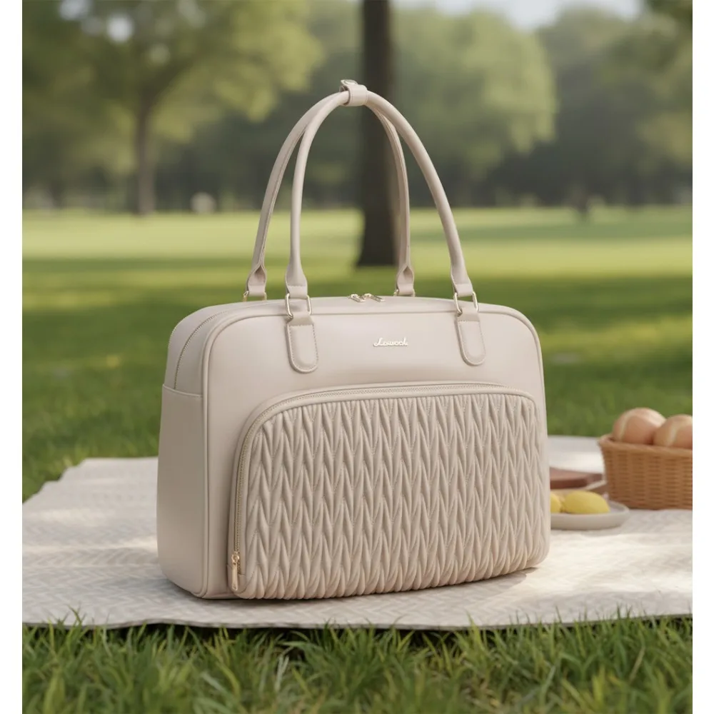 

Insulated Laptop Tote Bag for Women with Separate Compartments, Work Teacher Lunch Bag with Thermal Food Pocket