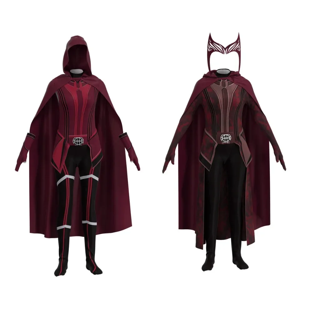 Wanda Maximoff Costume Scarlet Dress Witch Crown Headpiece Red CloakTop Pants Girdle Gloves Halloween Cosplay Costumes for Women