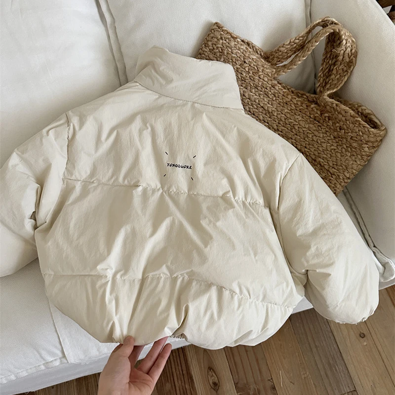 Girls Jacket Girls Jacket Winter Solid Color Thick Warm Stand Collar Zipper Bread Jacket Autumn Girls Cotton Down Snow Clothes 6