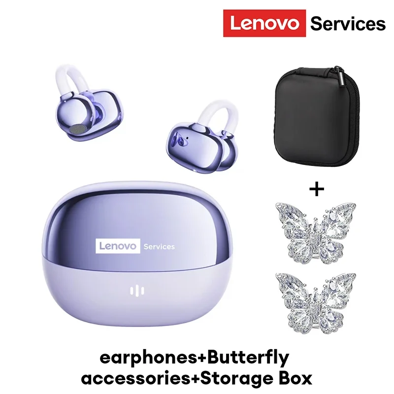 Lenovo RS103 Open Oor Clip Oorbel Oortelefoon Draadloze Bluetooth 6.0 Hifi Stereo Game Muziek Oordopjes W Oor Ornamenten Opbergtas