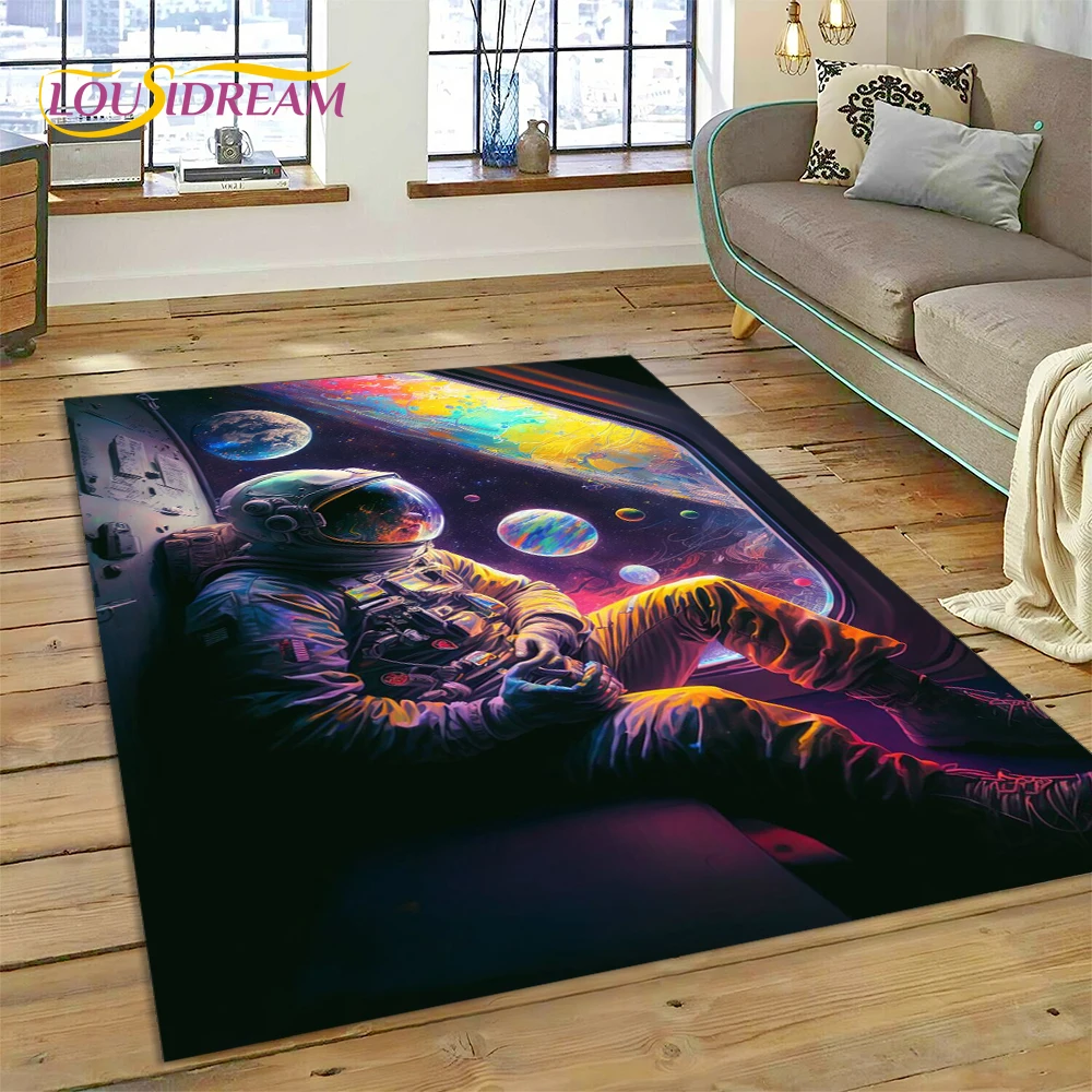 

Astronaut Universe Spaceman Outer Space Cartoon Carpet Rug for Home Living Room Bedroom Sofa Doormat Decor,Kid Area Rug Non-slip