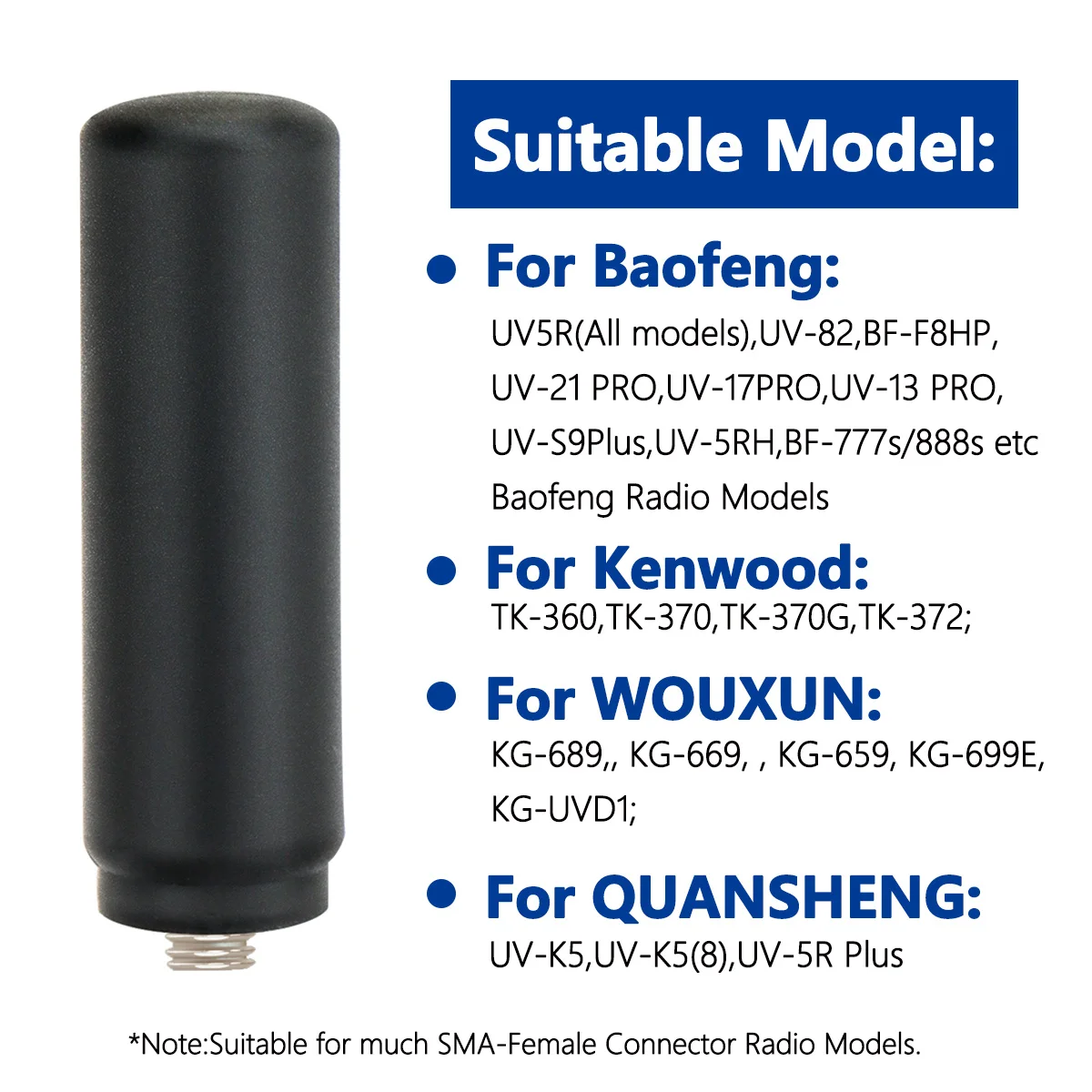 ABBREE antena SMA hembra UHF 400-480MHz alta ganancia para Baofeng - imagen 3