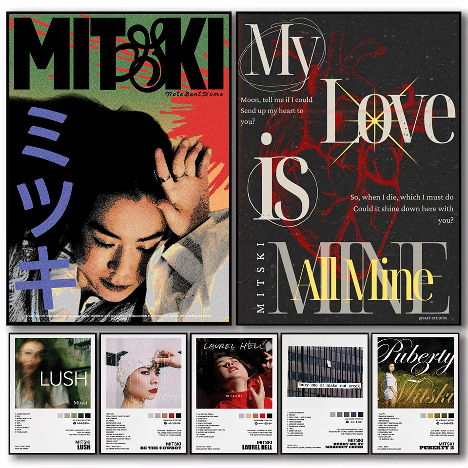 Pop Singer M-Mitski Portrait Classic Music Tracklist Album Cover Aesthetic Poster Canvas Painting Wall Pictures Home Decor