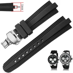 Watch Band for Bvlgari Diagono Series Convex Interface Waterproof Men 22MMx7MM Black Silicone Rubber Watch Accessories Strap