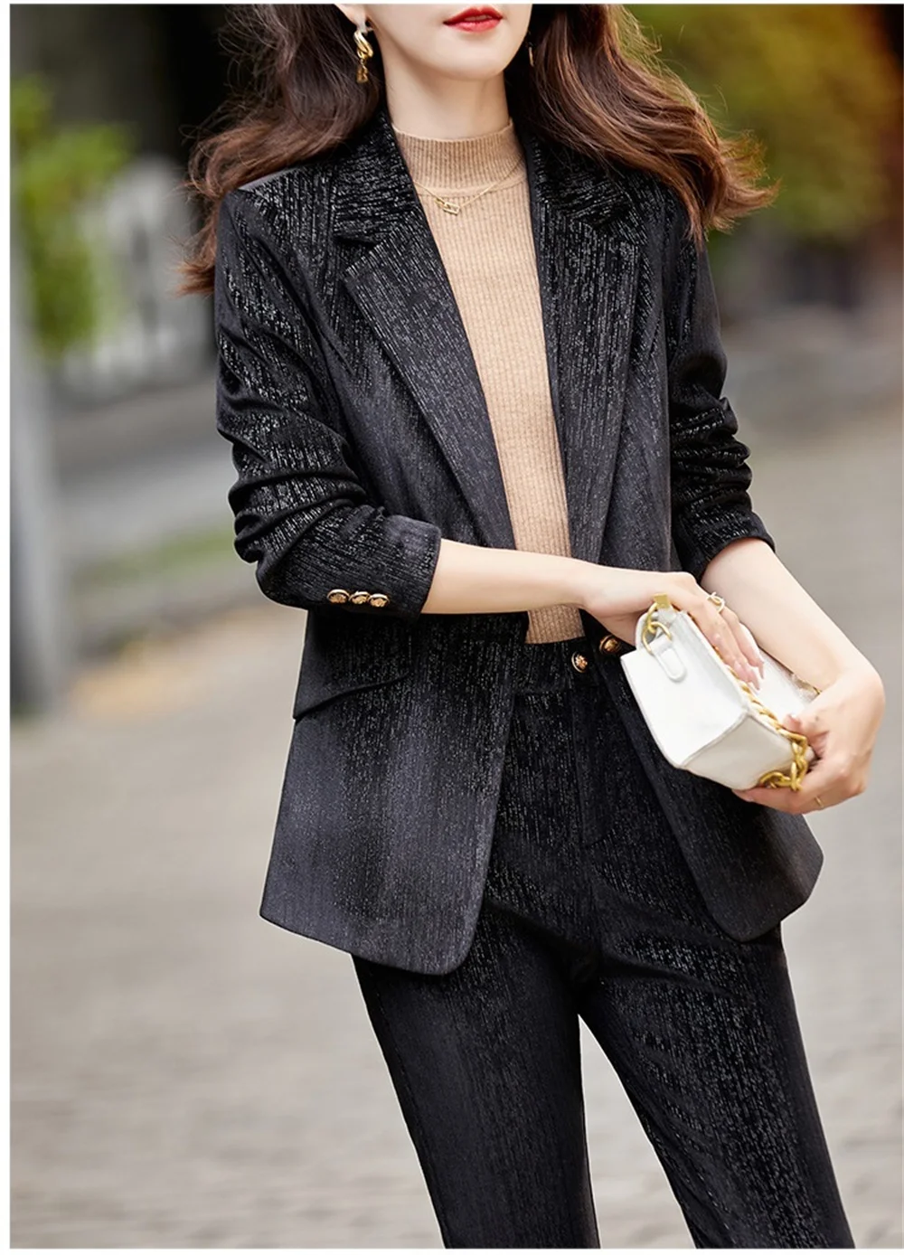 

Women Velvet Blazer Pants Sets Formal Ladies Business Suits Female Flare Pants And Jackets Coats Chic Elegant 2 PiecesSets