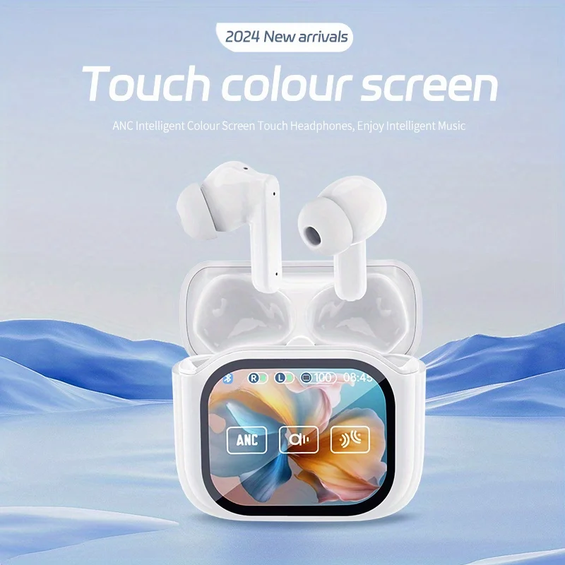 New LCD Color Screen Wireless Headphones with ANC Noise Cancellation, ENC, Low Power Consumption, BTV5.4, Sports-Style JM19 Headphones with an Ultra-Long Battery Life of 60 Hours