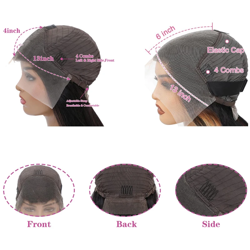 ハイライトオンブレレースフロントウィッグ人毛200%密度 # 4/27 ハニーブロンド ボーンストレートウィッグ 人毛 13x6 オンブレウィッグ 女性用