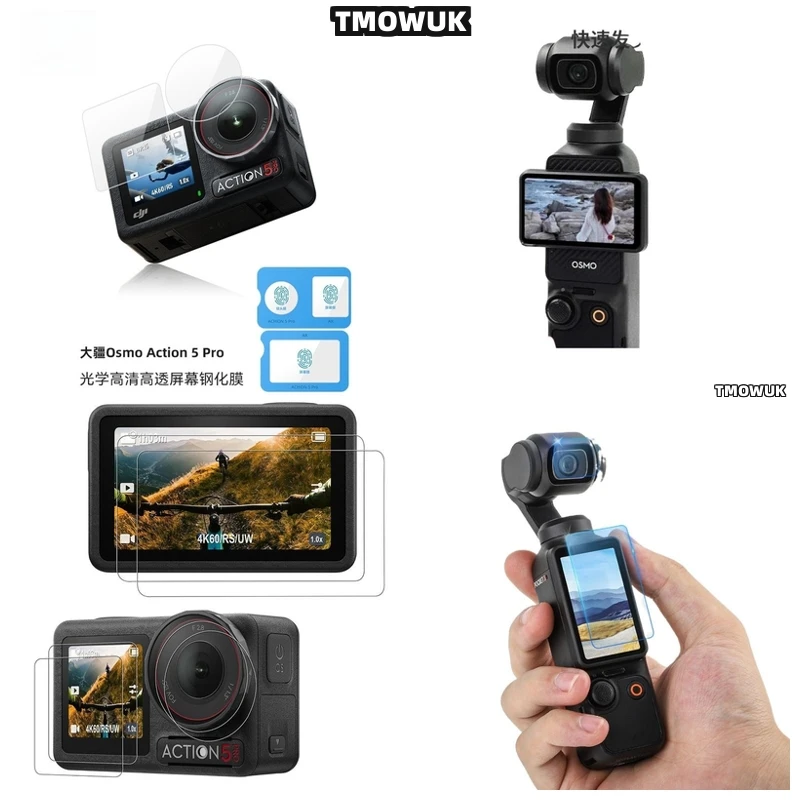 

For DJI Pocket 1 2 Osmo Pocket 3 Action 2 4 Pro Tempered Glass Full Protection Film