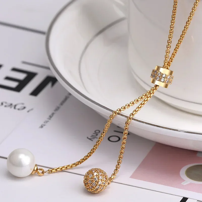 

2025 Simple long ladies' decorative necklaces, sweater chains, and versatile personalized pendants for autumn and winter